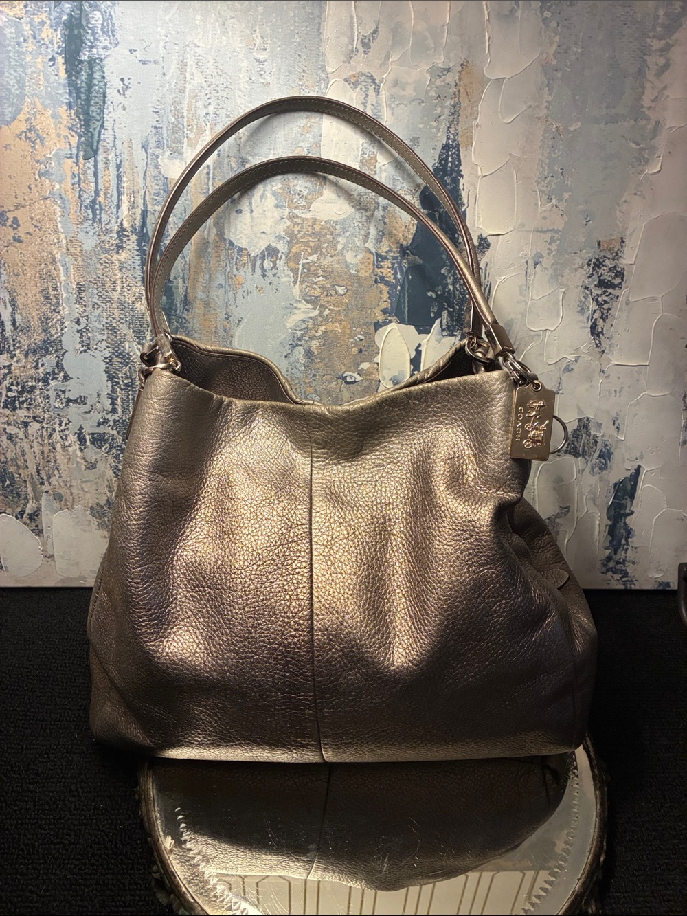 Genuine Coach Madison Phoebe Metallic Gold Leather Slouchy Hobo Bag